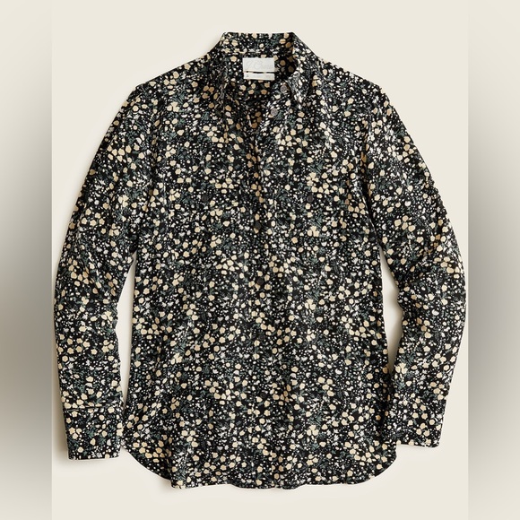 J. Crew classic fit 100% silk shirt in fall garden floral. Size 4 ditsy - Picture 2 of 6